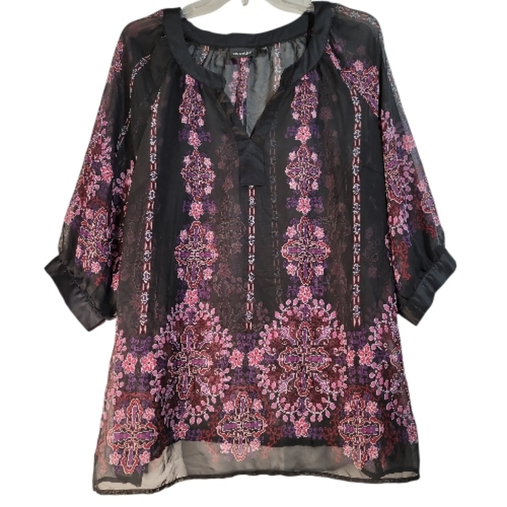 Avenue dress plus sheer black pink floral mobwife fairycore indie sleaze flowy